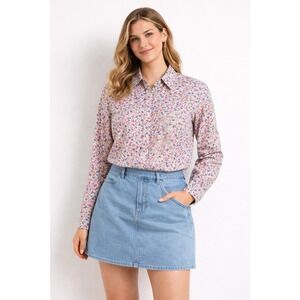 VTG Talbots Floral Button-Down Cotton SZ 18 Long Sleeve Cottagecore V1022